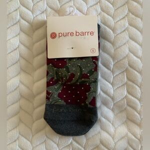 Pure Barre  Gray and Red Rose Pattern Low Rise Grip Socks [Small]